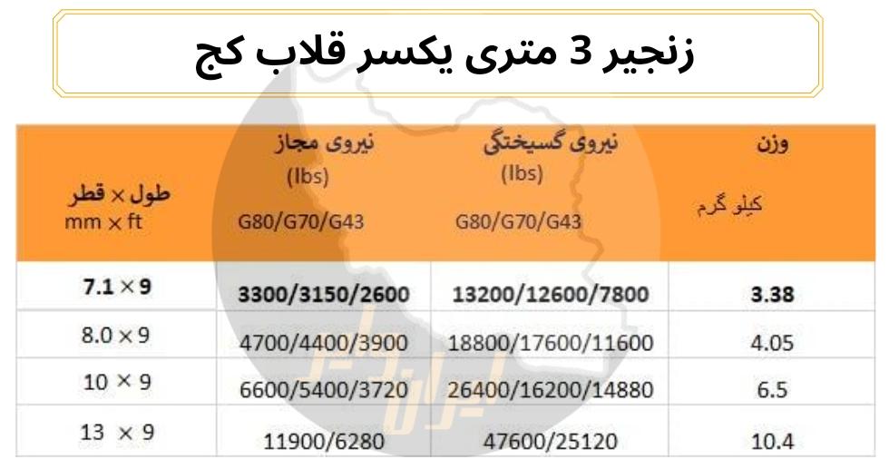 زنجیر 3 متری یکسر قلاب کج