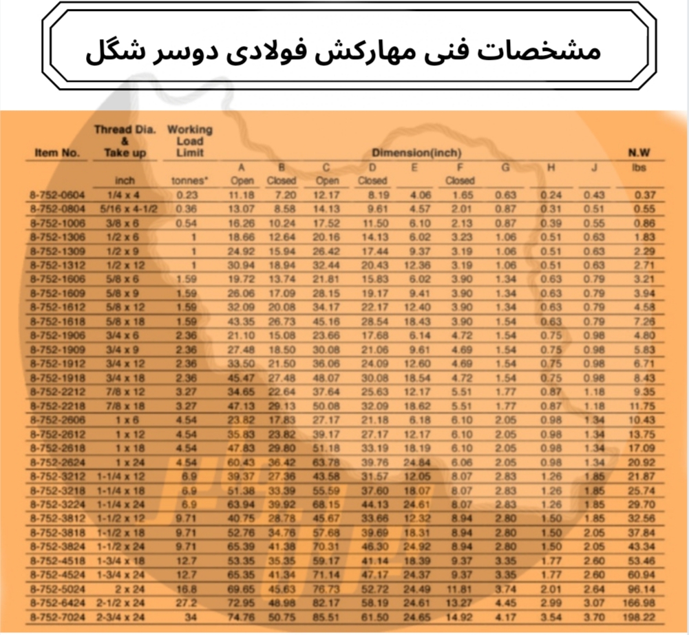 مهارکش فولادی 2 سر شگل